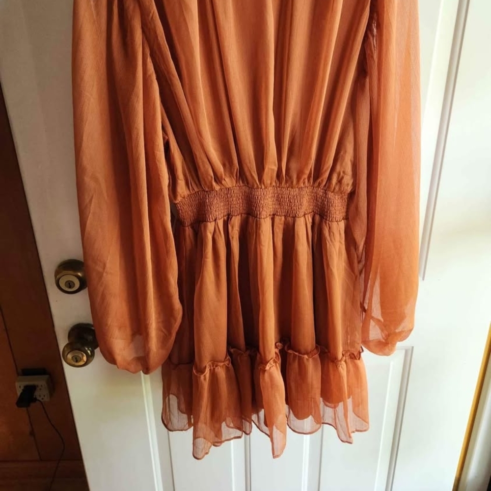 Elegant Orange Chiffon Dress